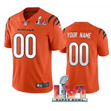 Camiseta Hombre NFL Cincinnati Bengals Personalizar Orange 2022 Super Bowl LVI Vapor Limited